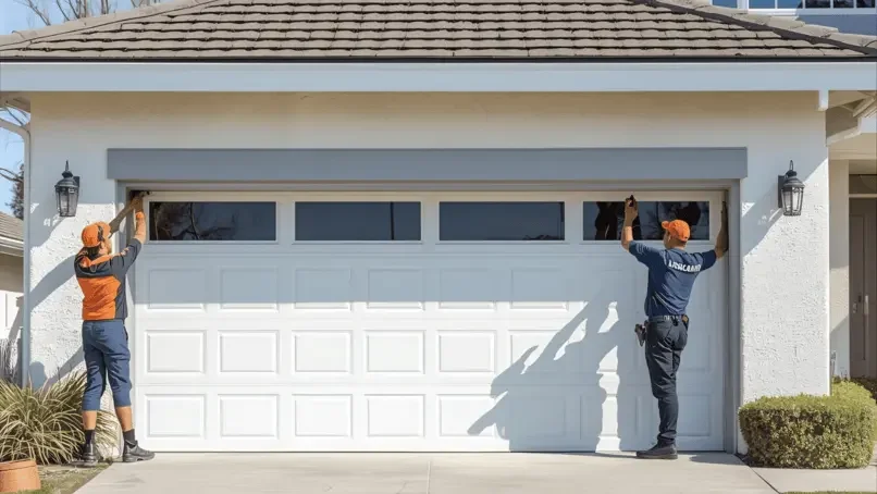 person fixing garage door in sherman oaks